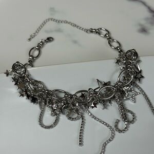 Statement Silver Star Charm Necklace